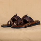 Women's Genuine Leather Kolhapuri Chappal - Earthy Brown With Bliss