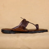 Women's Genuine Leather Kolhapuri Chappal - Earthy Brown With Bliss