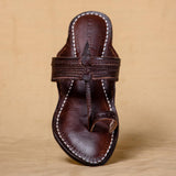 Women's Genuine Leather Kolhapuri Chappal - Earthy Brown With Bliss