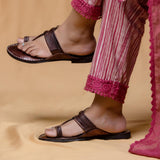 Women's Genuine Leather Kolhapuri Chappal - Earthy Brown With Bliss