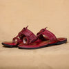 Women's Genuine Leather Kolhapuri Chappal - Classic Red Spectrum
