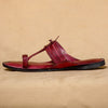 Women's Genuine Leather Kolhapuri Chappal - Classic Red Spectrum