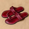 Women's Genuine Leather Kolhapuri Chappal - Classic Red Spectrum