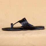 Women's Genuine Leather Kolhapuri Chappal - Eternal Black : A Classic Beauty