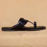 Women's Genuine Leather Kolhapuri Chappal - Eternal Black : A Classic Beauty