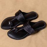 Women's Genuine Leather Kolhapuri Chappal - Eternal Black : A Classic Beauty