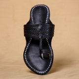 Women's Genuine Leather Kolhapuri Chappal - Eternal Black : A Classic Beauty