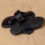 Women's Genuine Leather Kolhapuri Chappal - Eternal Black : A Classic Beauty