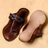 Women's Genuine Leather Kolhapuri Chappal - Brown Dodge Rustic Charm