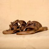 Women's Genuine Leather Kolhapuri Chappal - Wooden Brown Color : Timless Beauty