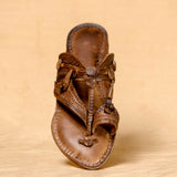 Women's Genuine Leather Kolhapuri Chappal - Wooden Brown Color : Timless Beauty