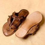 Women's Genuine Leather Kolhapuri Chappal - Wooden Brown Color : Timless Beauty