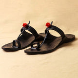 Women's Genuine Leather Kolhapuri Chappal - Black