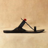 Women's Genuine Leather Kolhapuri Chappal - Black