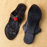 Women's Genuine Leather Kolhapuri Chappal - Black