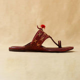 Women's Genuine Leather Kolhapuri Chappal - Rich Bordo