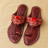 Women's Genuine Leather Kolhapuri Chappal - Rich Bordo