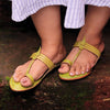 Women’s 3 Veni Wali Kolhapuri green leather chappal handmade