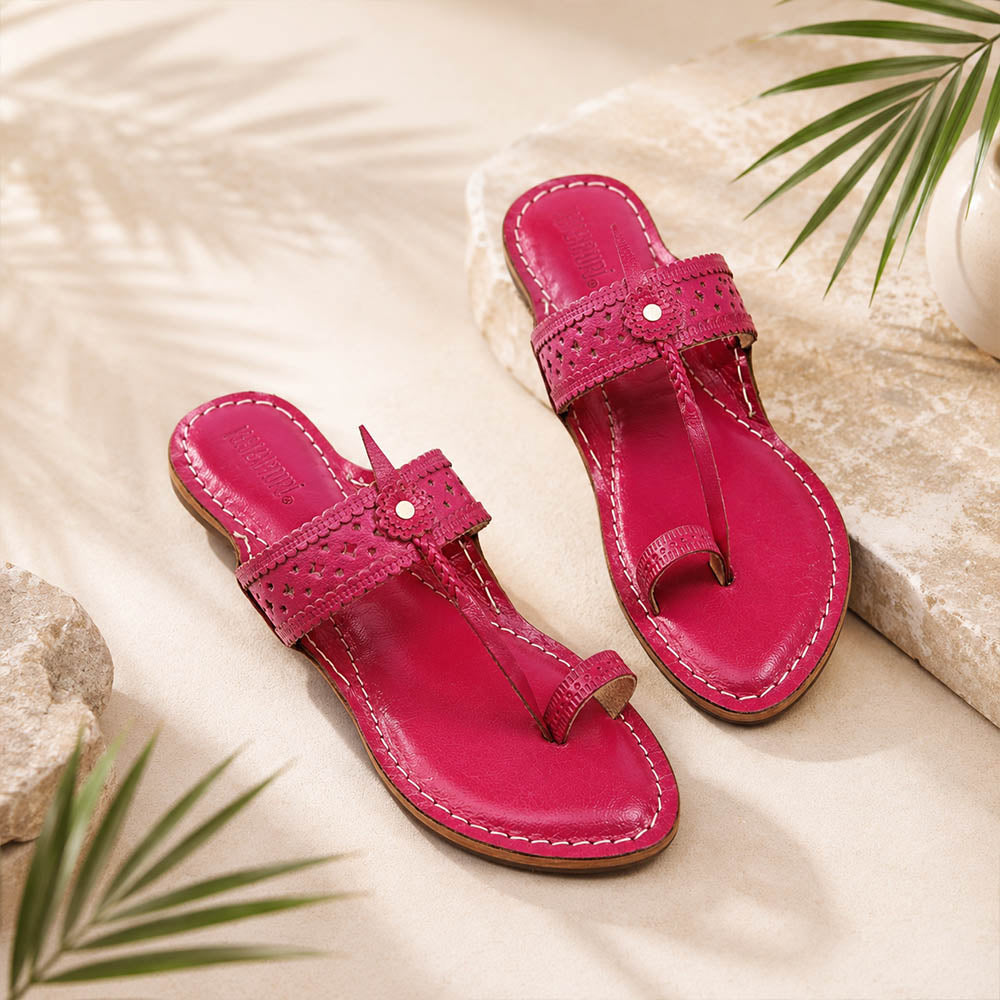 Chandni Chaap pink Kolhapuri chappal for women – view 2