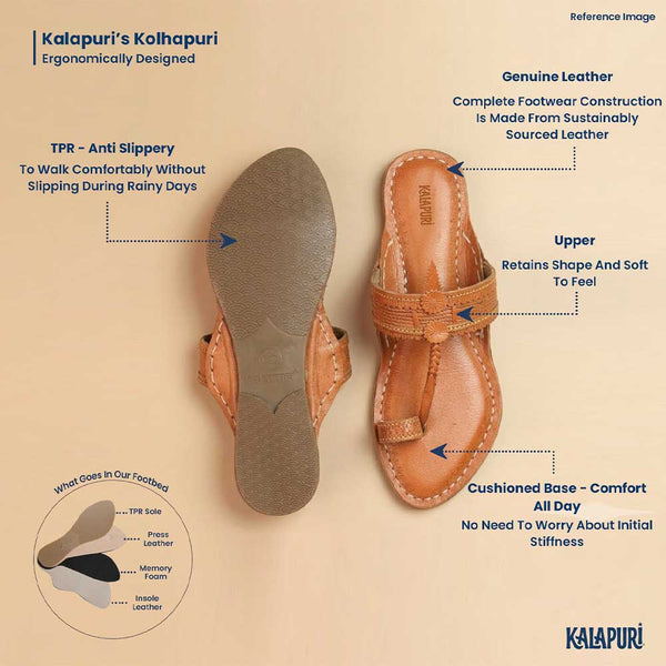 Earthy Brown Bliss – Women’s Spectrum Classic Kolhapuri Chappal