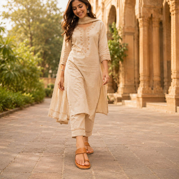 Women's Natural T-Strap Sandals