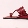 Cherry Red T-strap Kolhapuri women’s handmade leather sandal