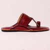 Cherry Red T-strap Kolhapuri women’s handmade leather sandal