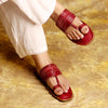 Cherry Red T-strap Kolhapuri women’s handmade leather sandal