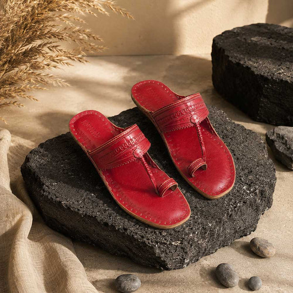 Women's Cherry Red T-Strap Sandals