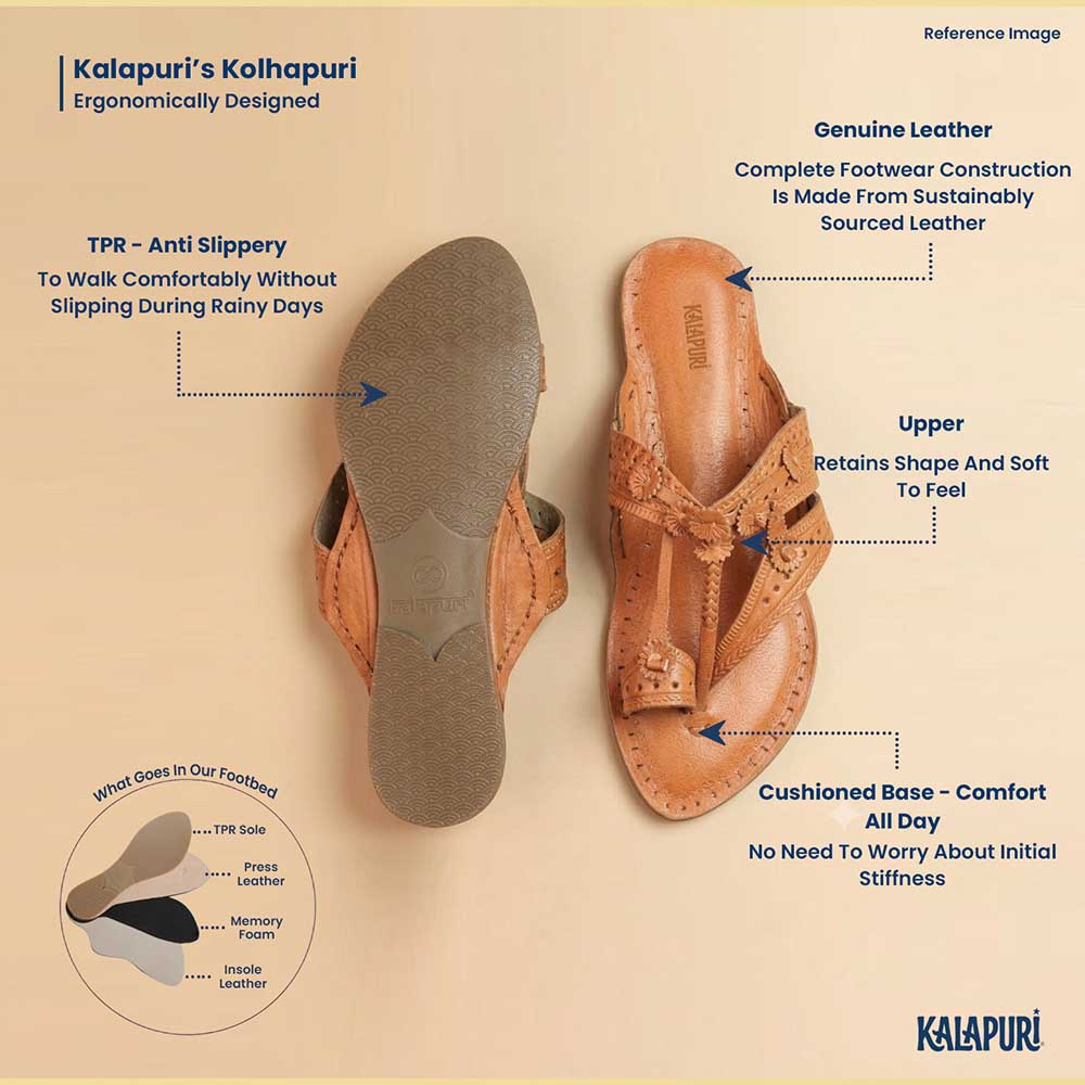 Paramparik Chapli natural leather Kolhapuri chappal for women – view 9