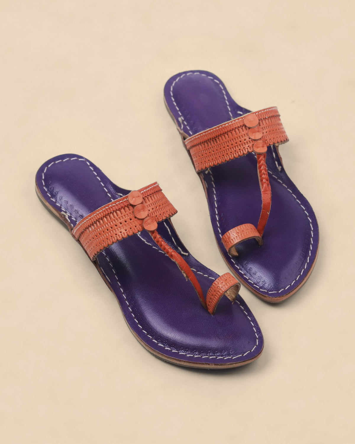 Jambhli Embossed Kapshi Kolhapuri Chappal for Women – pair, top view