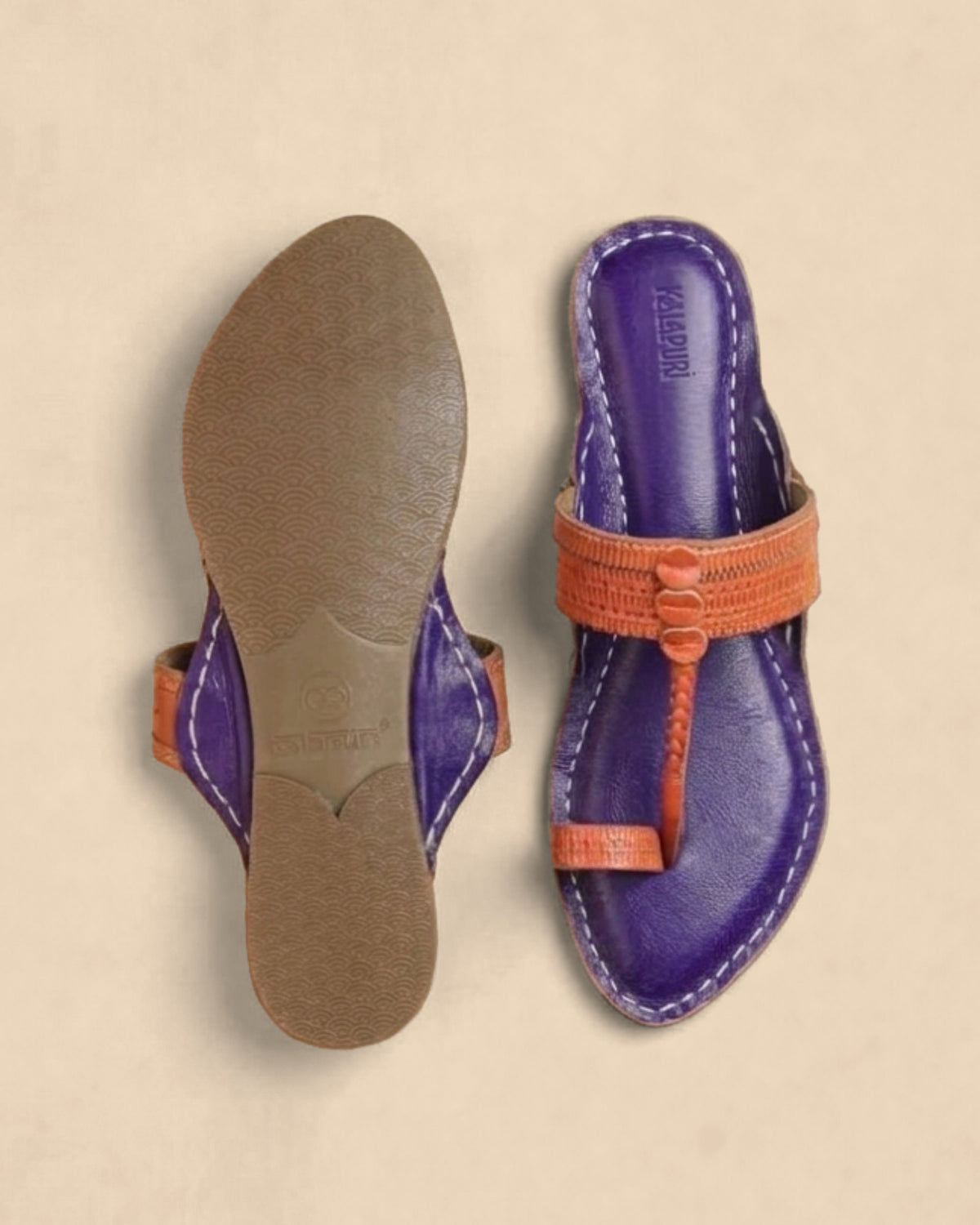 Jambhli Embossed Kapshi Kolhapuri Chappal for Women – sole and footbed
