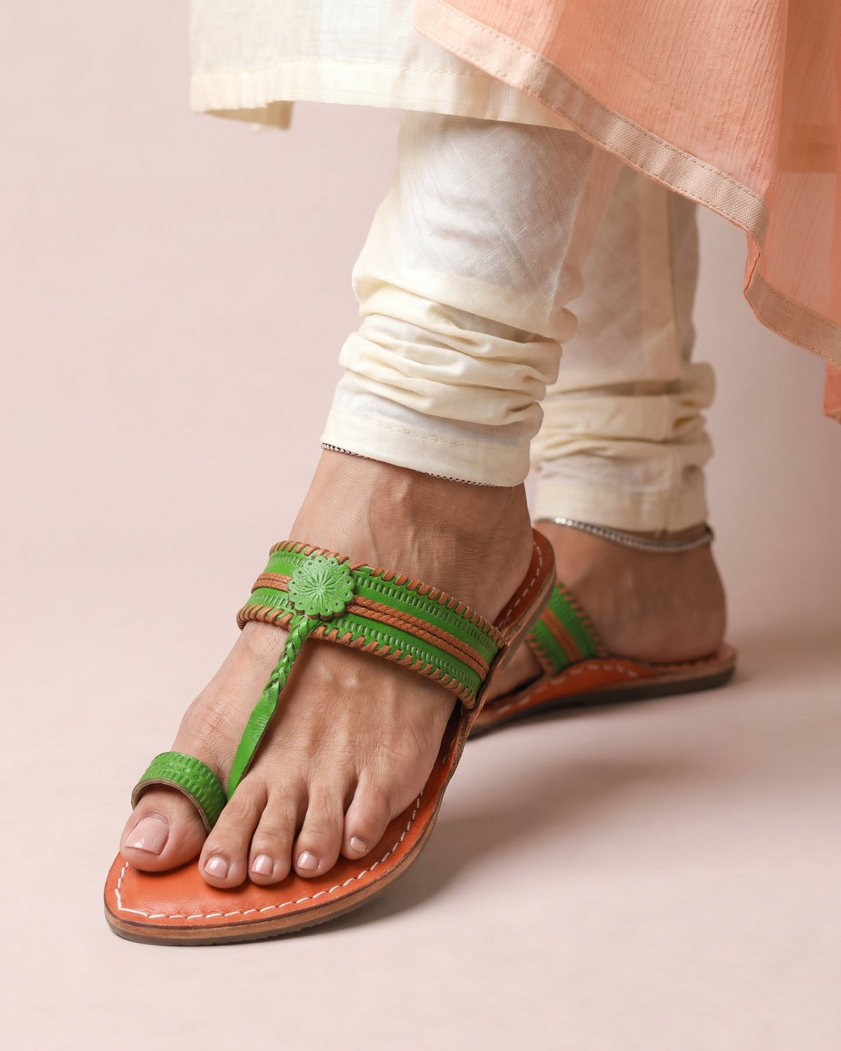 Teerkha Veni Kapshi Kolhapuri Chappal for Women – worn