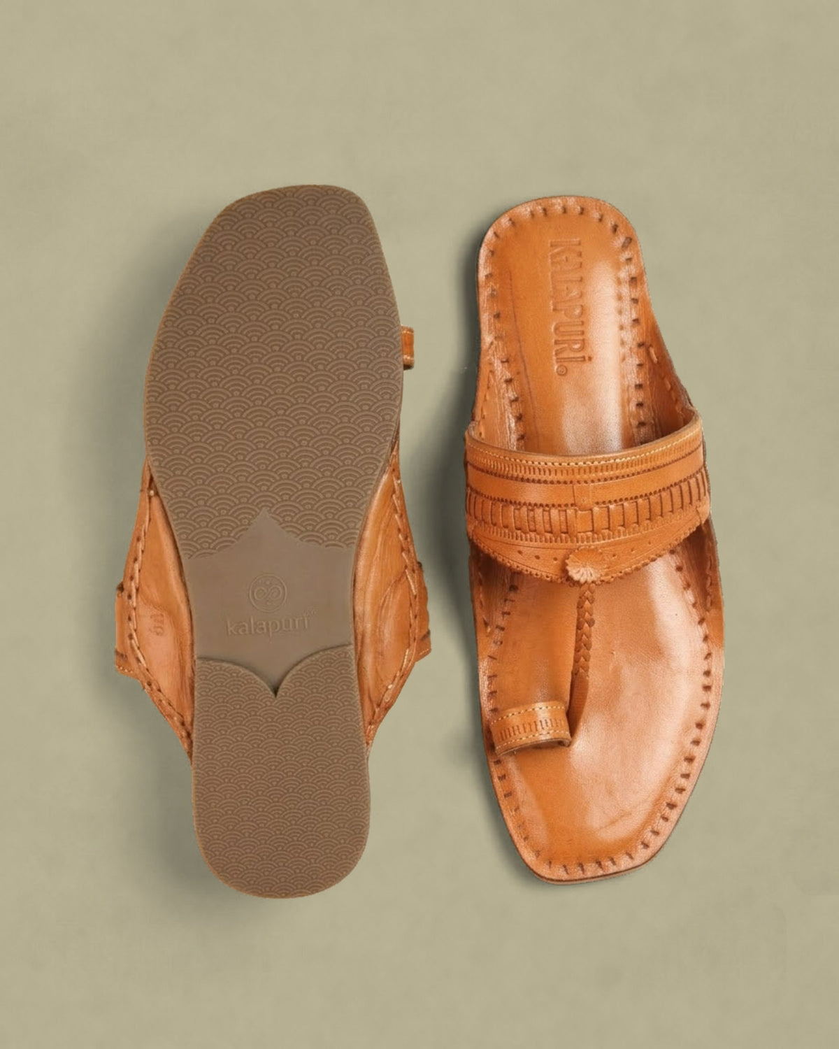 Women’s Natural T-Strap Kolhapuri Chappal – sole and footbed