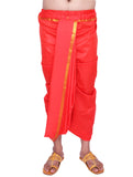 Unstitched Blood Red Dhoti & Uparna