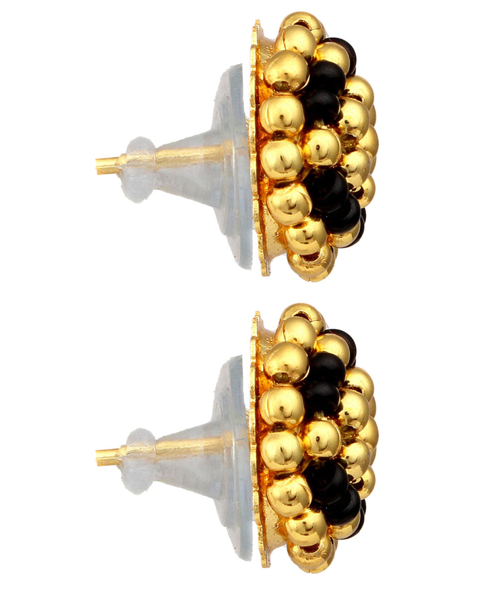 New Gold Plated Black Beads Earrings