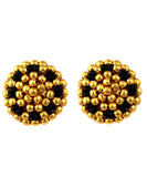 Elegant Gold Plated Black Beads Earrings