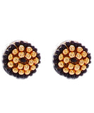 Gold Plated And Black Beads Earrings