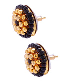 Gold Plated And Black Beads Earrings