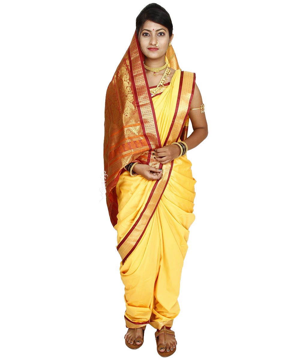 Unstitched Yellow Nauvari Saree