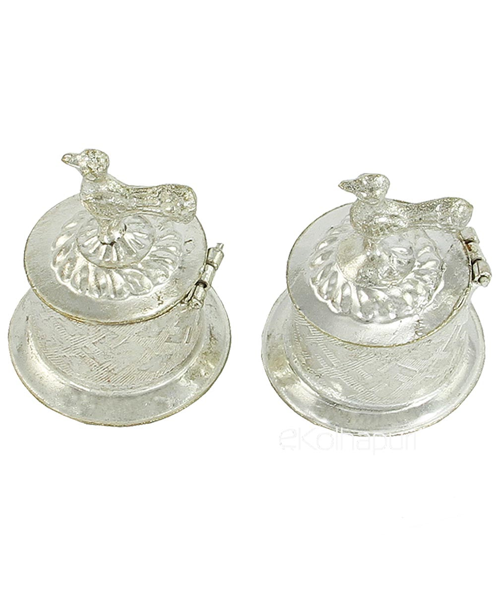 Exquisite Silver Coloured Double Elephant Design Sindoor Box | Perfect  Marriage Return Gift Item – Ashtok