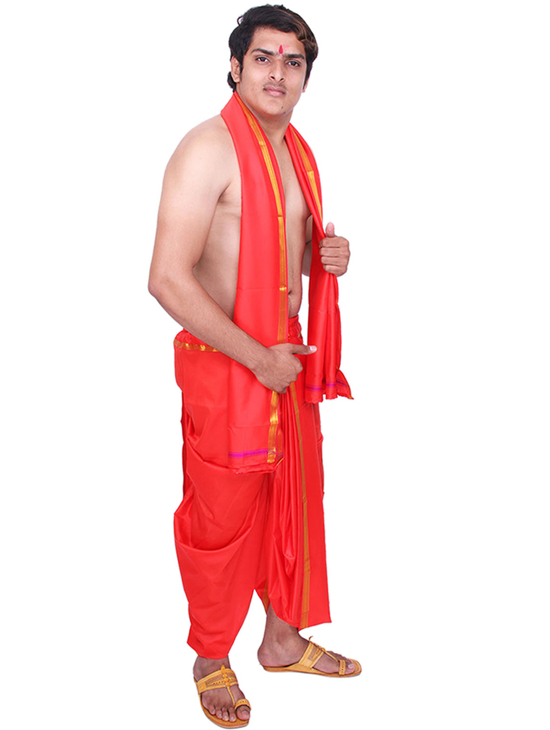 Readymade Blood Red Dhoti & Uparna