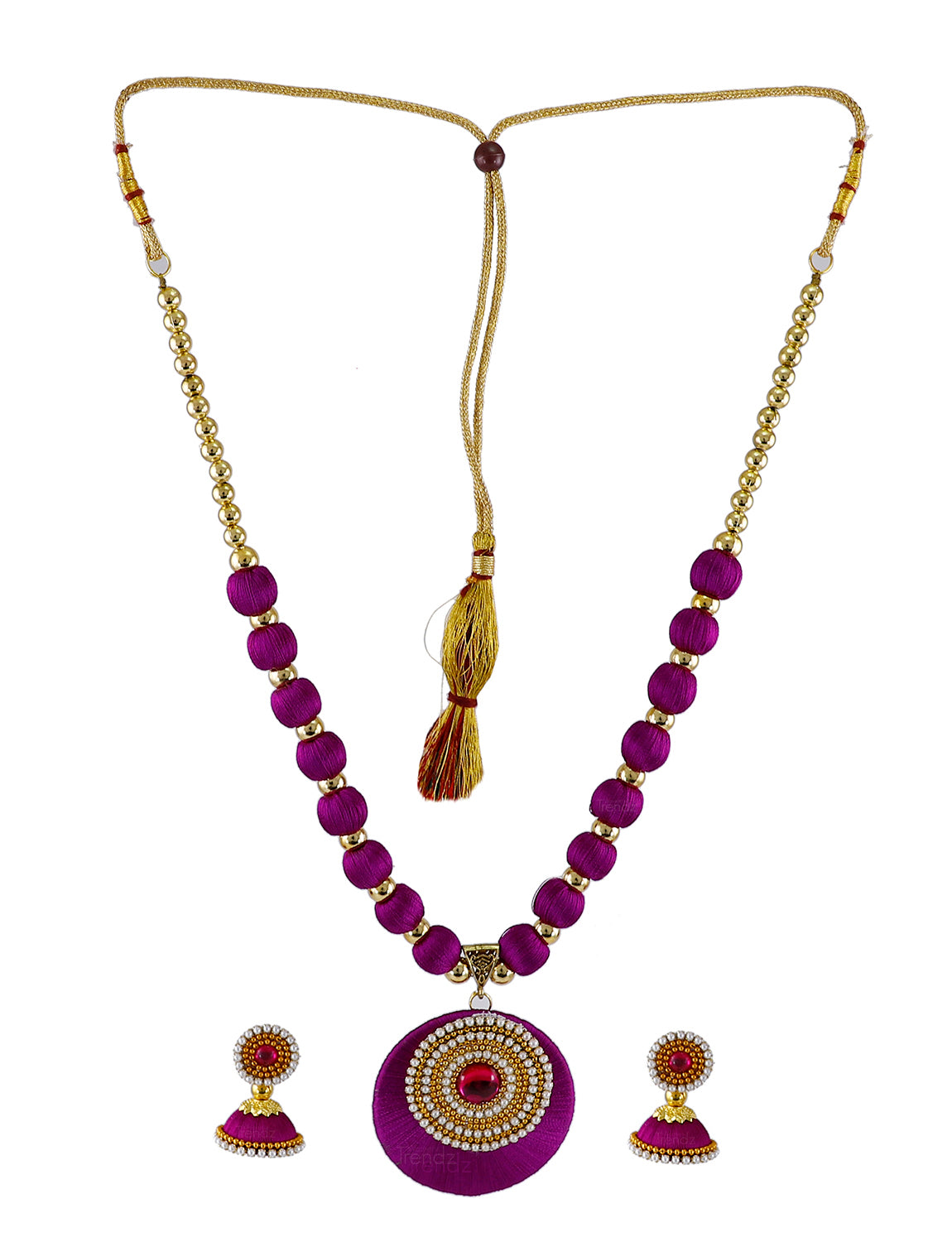 Handcrafted Silk Thread Necklace Set