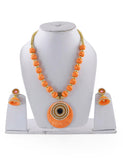 Light Orange Silk Thread Necklace Set