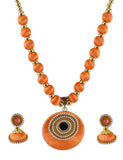 Light Orange Silk Thread Necklace Set