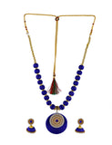 Royal Blue Silk Thread Necklace Set