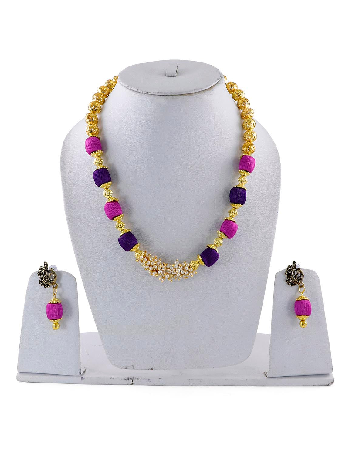 Multicolor Silk Thread Necklace Set - Style 1