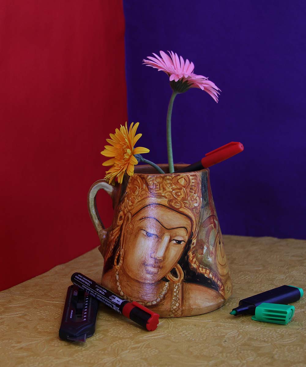 Handpainted Brown Ajanta Terracotta Idol