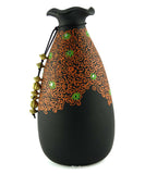 Handmade 3D Color Work Black Vase - Black