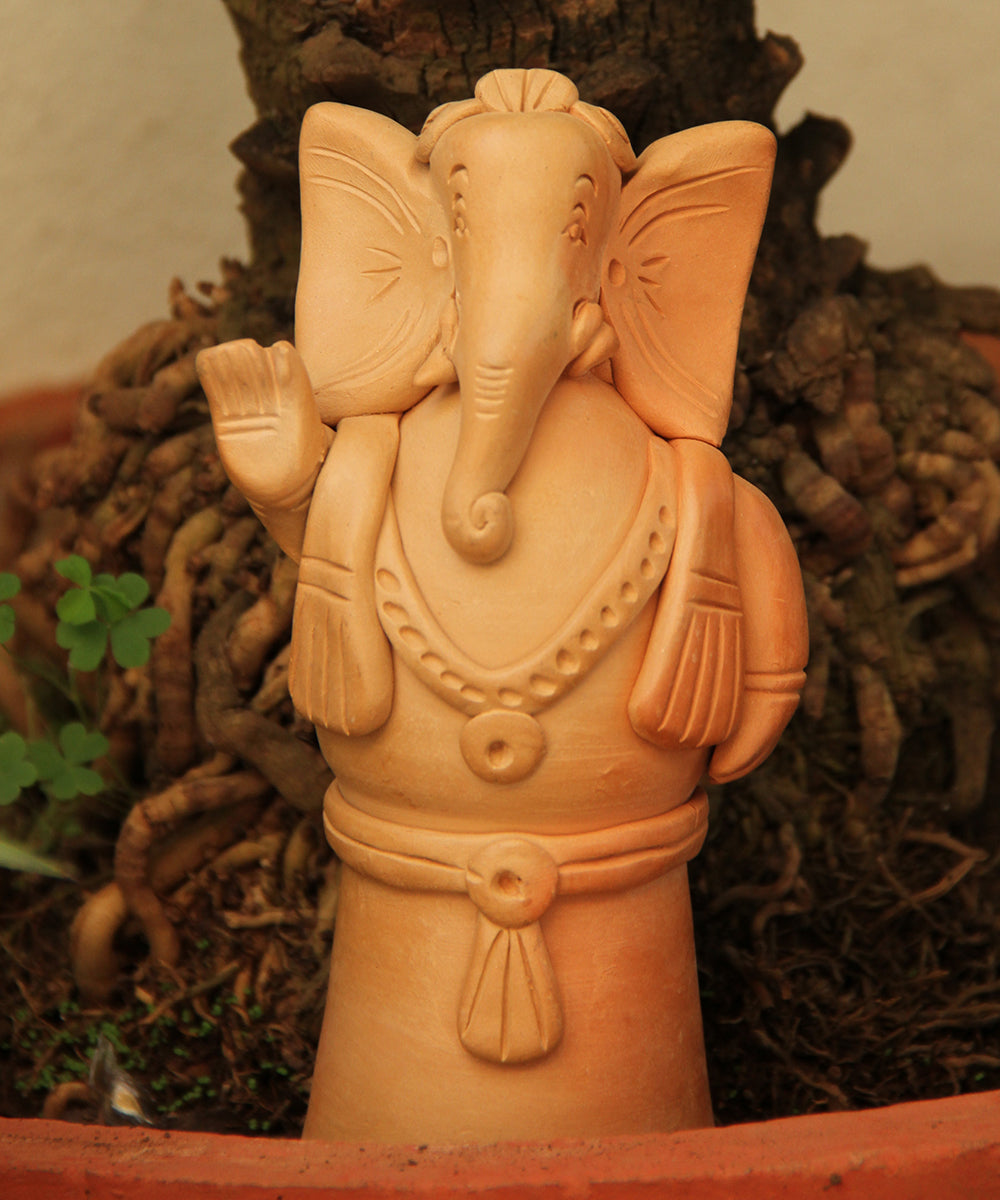 Beige Standing Natural Colored Ganapati Idol